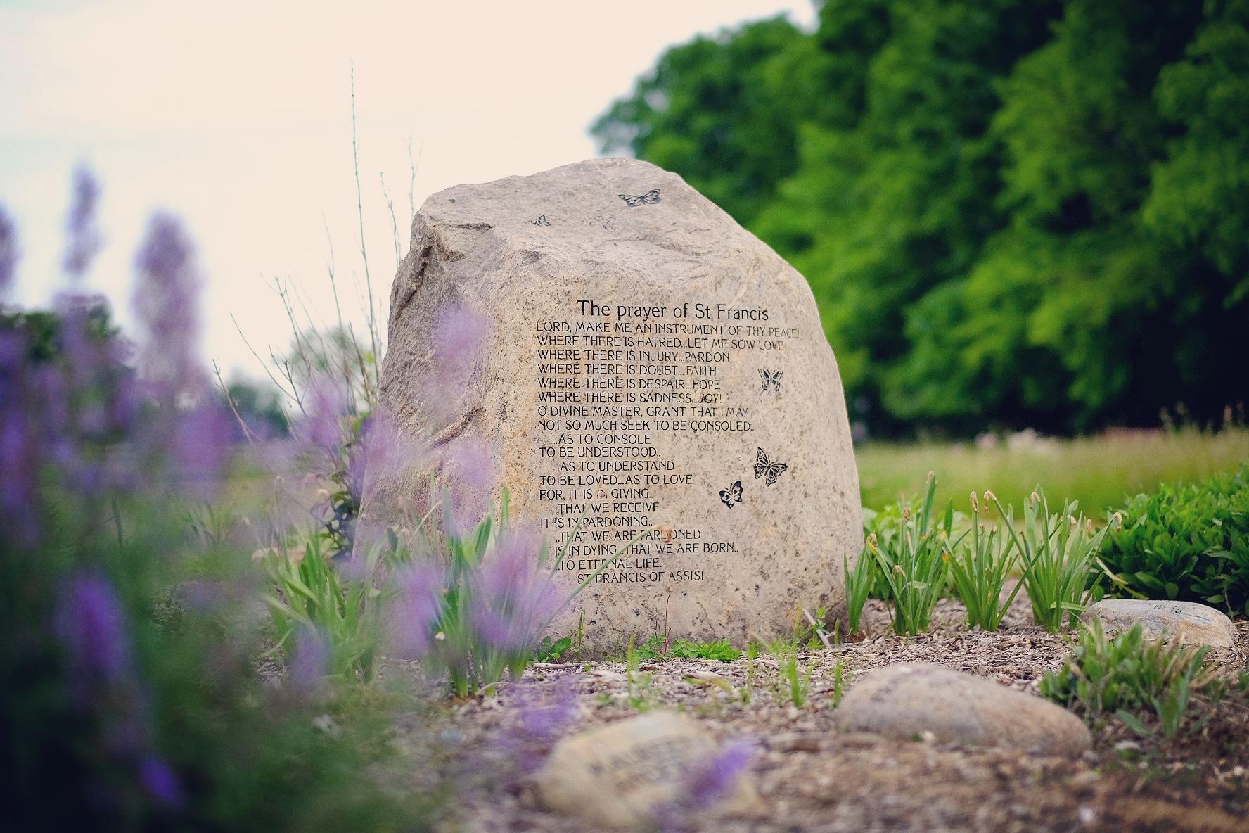 Stone with a prayer engraved